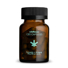 Load image into Gallery viewer, Wildflower - Curcumin & Ginseng CBD Capsules