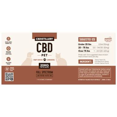 CBDistillery - CBD Pet Tincture - Full Spectrum - 600mg