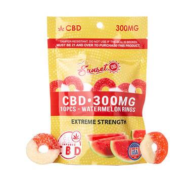 Sunset CBD - CBD Edible - CBD Infused Watermelon Rings - 20mg