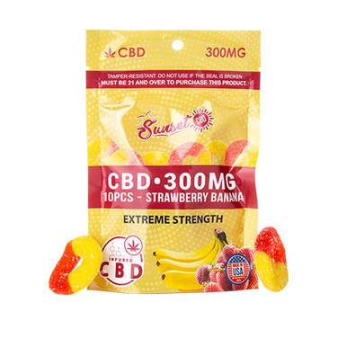 Sunset CBD - CBD Edible - CBD Infused Strawberry-Banana Rings - 20mg