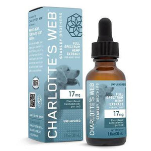 Charlottes Web - CBD Pet Tincture - Full Spectrum Unflavored Drops - 17mg/1mL