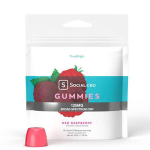 Social CBD - CBD Edible - Broad Spectrum Red Raspberry Gummies - 12.5mg