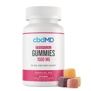 cbdMD - CBD Edible - Broad Spectrum Gummies - Tropical Mix - 300mg-1500mg